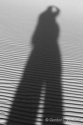 Dune Shadow_31889bw.jpg - Self-portrait in sand photographed at the White Sands National Monument near Alamogordo, New Mexico, USA.